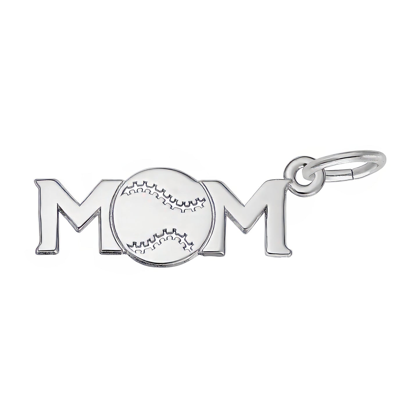 Sterling Silver Baseball Mom Charm - 6mm x 19mm
