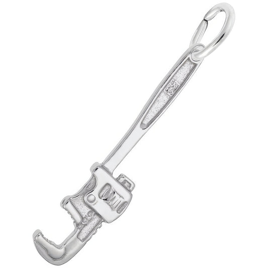 Pipe Wrench Charm - Metal - Sterling Silver