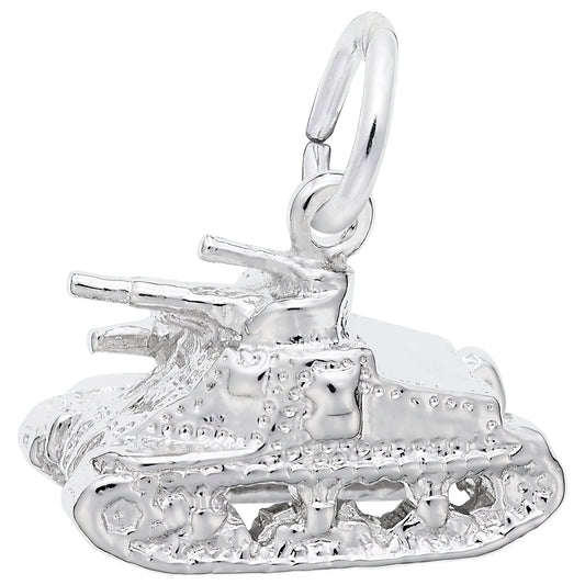 Army Tank Charm - Metal - Sterling Silver
