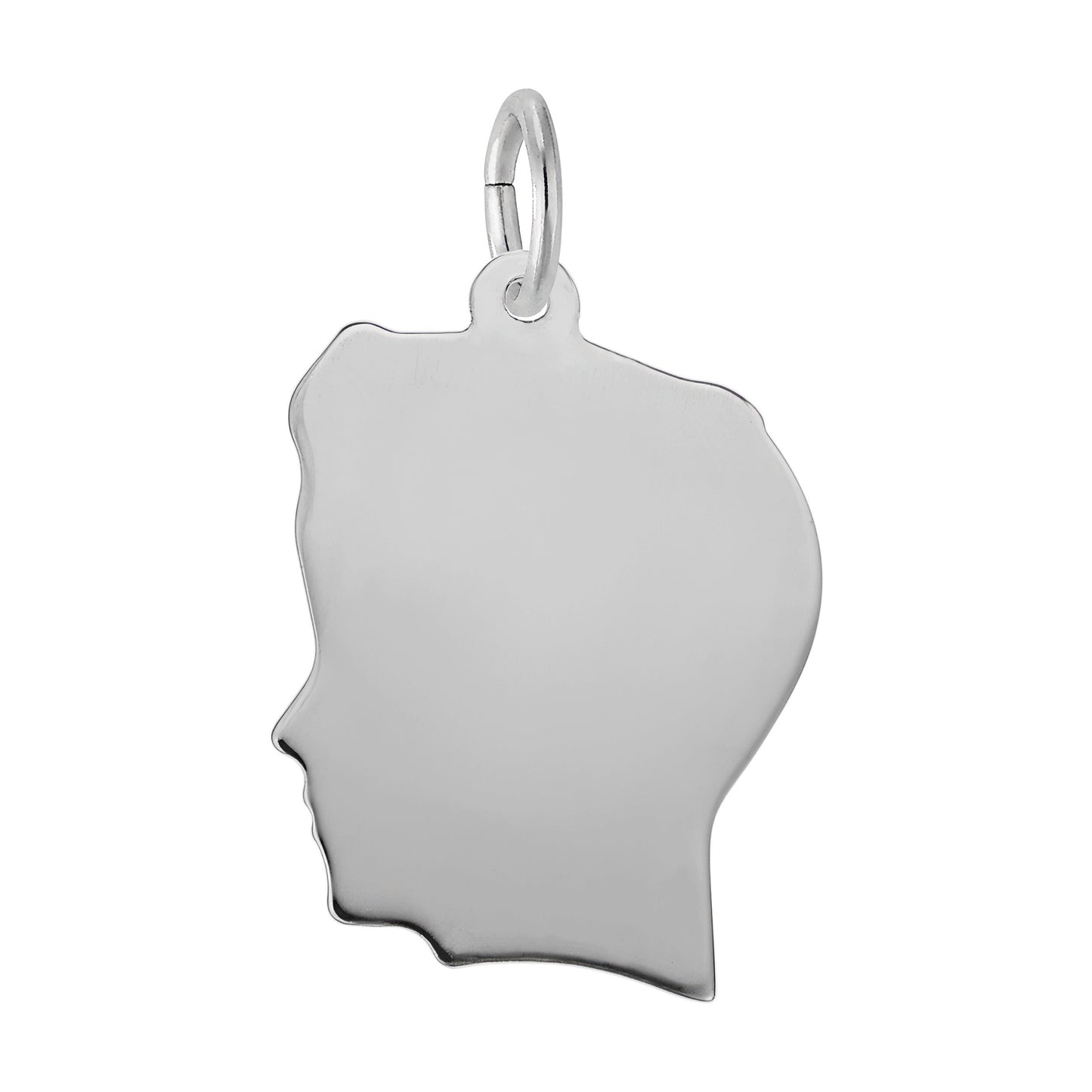 Flat Large Boys Head Charm - Metal - Sterling Silver