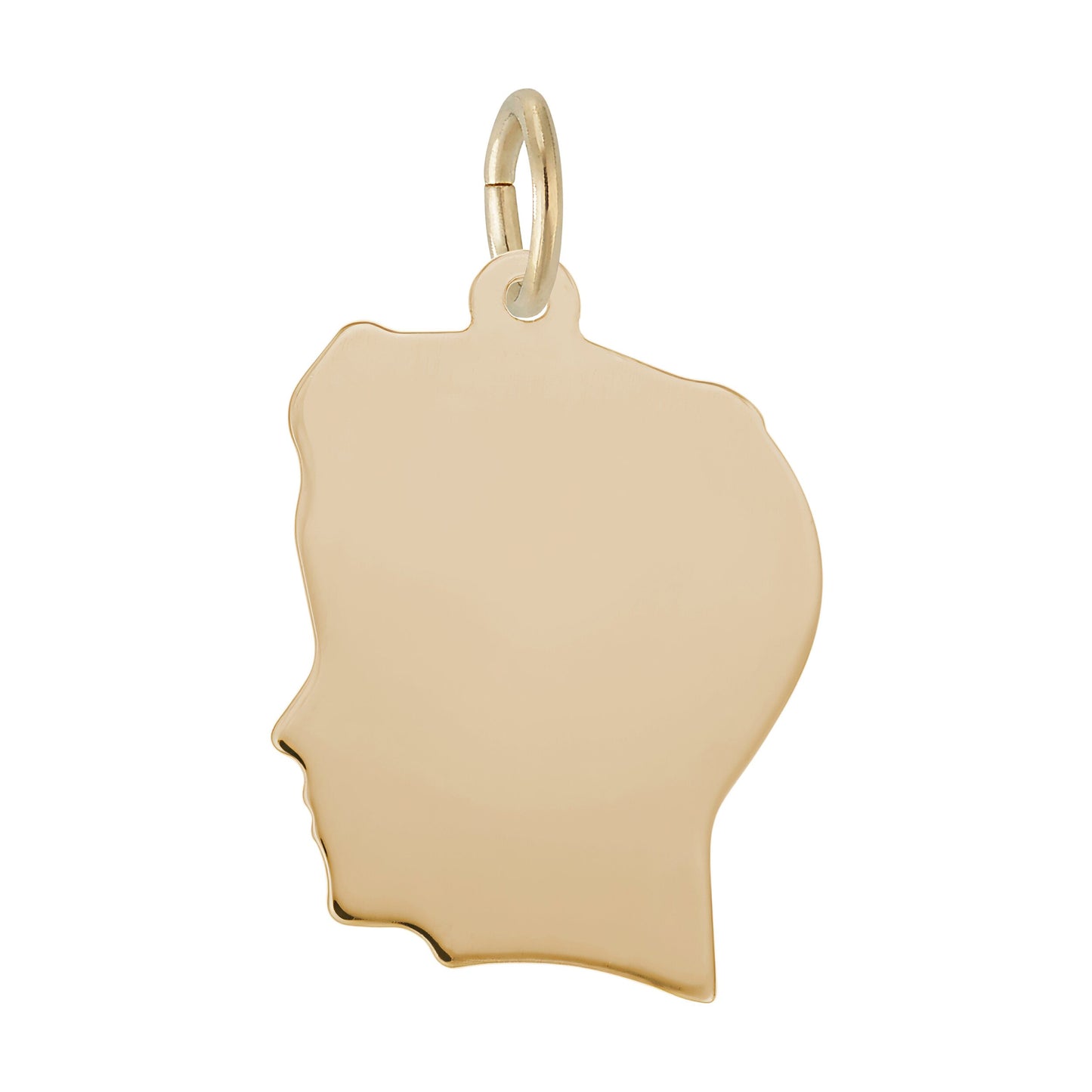 Flat Large Boys Head Charm - Metal - Sterling Silver