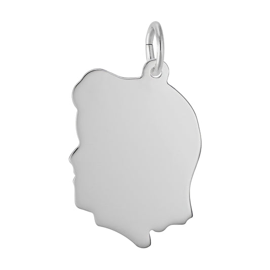 Sterling Silver Flat Girl's Head Large Charm