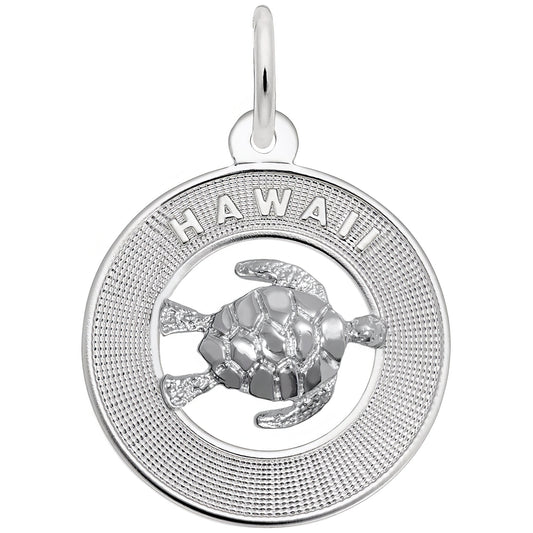 Sterling Silver Hawaii W/turtle Charm - 18mm x 18mm