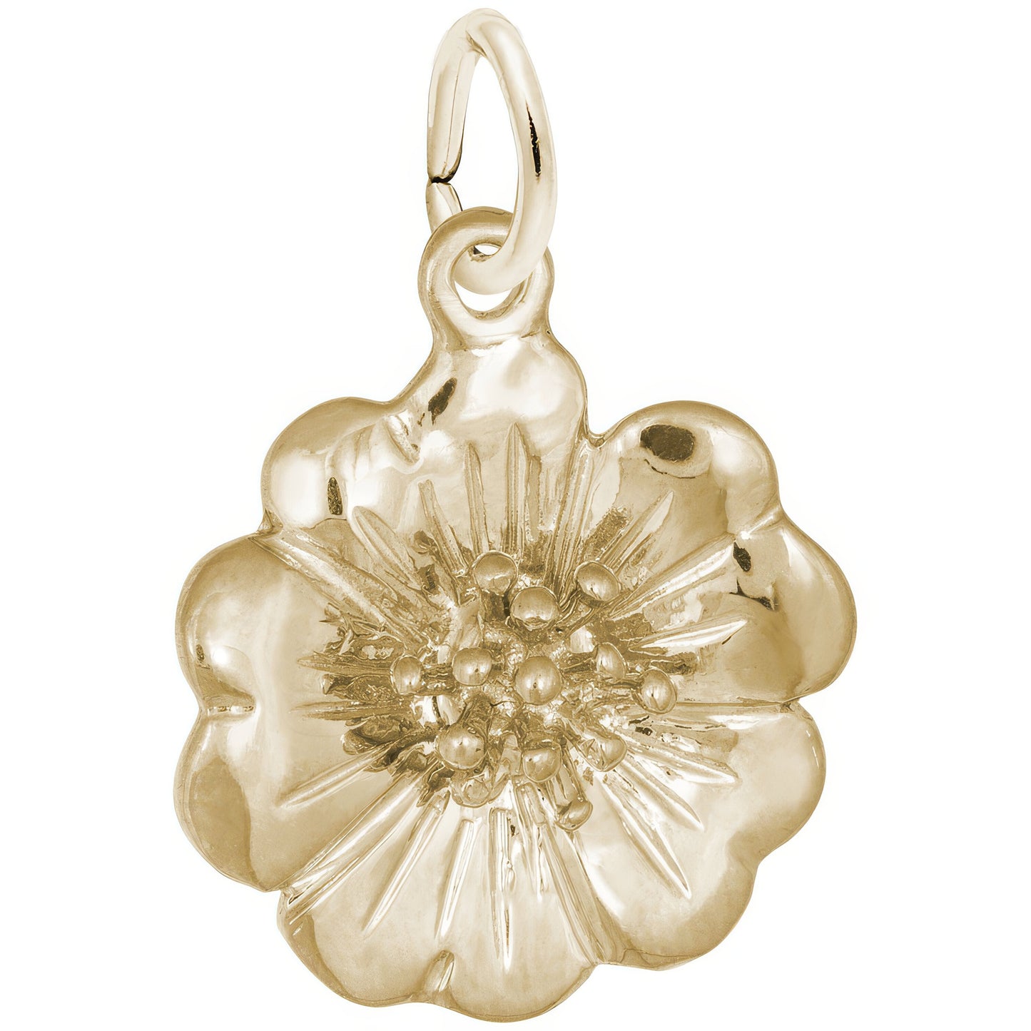 Sterling Silver Cherry Blossom 3d Charm - 16mm x 16mm