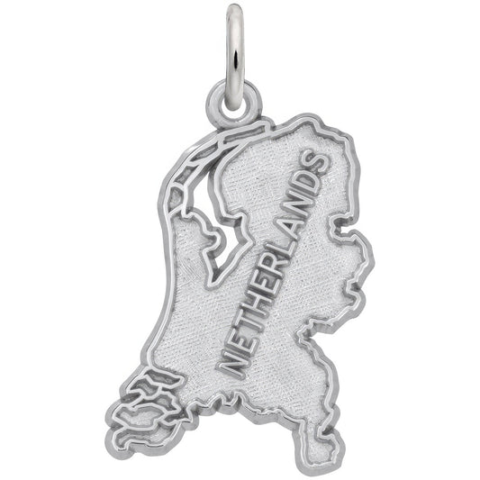 Sterling Silver Netherlands Map Charm - 24mm x 14mm