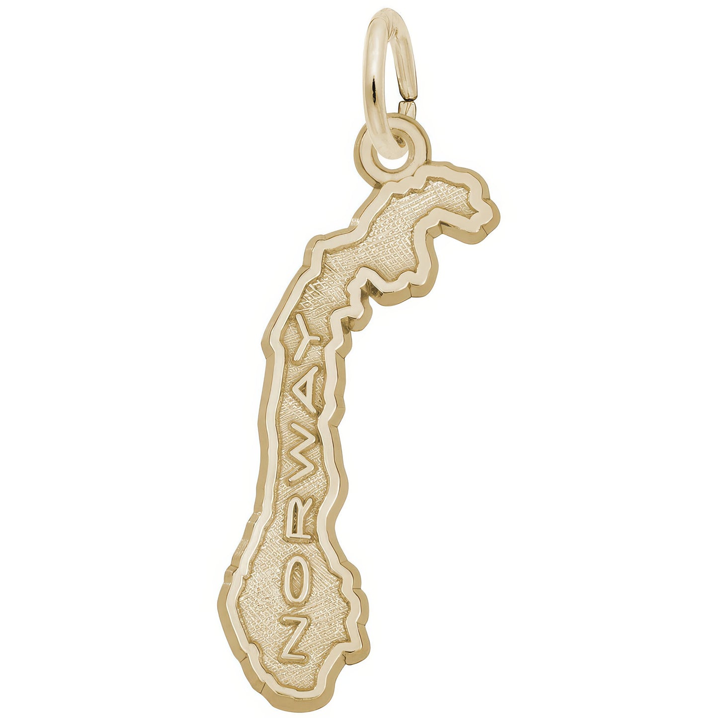 Sterling Silver Norway Map Charm - 26mm x 6mm