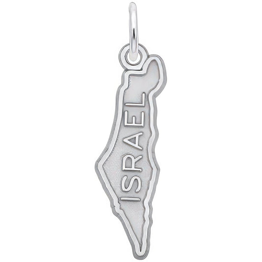 Sterling Silver Israel Map Charm - 23mm x 12mm