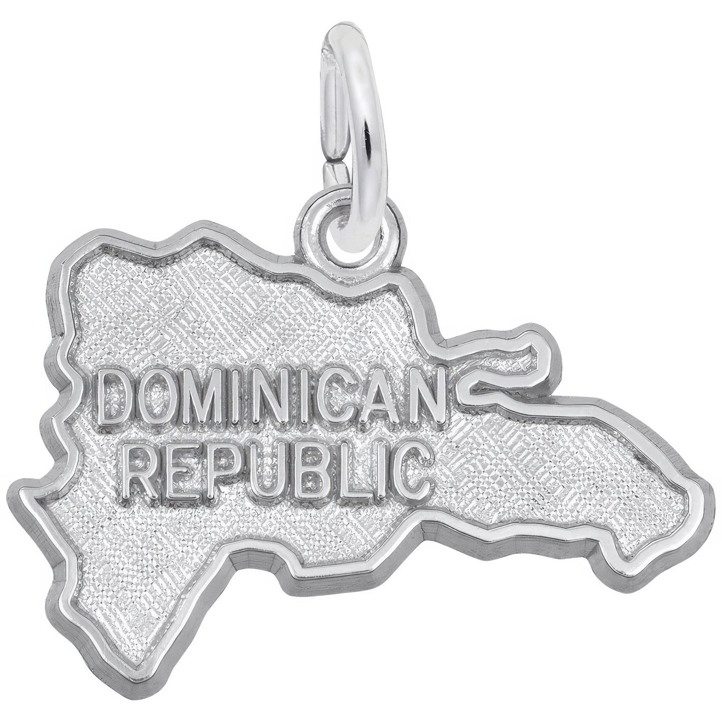Sterling Silver Dominican Republic Map Charm - 16mm x 21mm