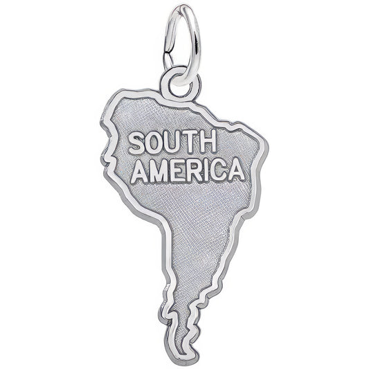 Sterling Silver South America Map Charm - 24mm x 7mm