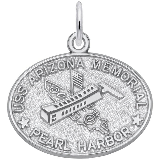 Sterling Silver Uss Arizona Memorial Charm - 18mm x 20mm