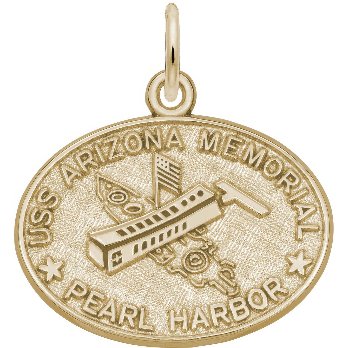 Sterling Silver Uss Arizona Memorial Charm - 18mm x 20mm