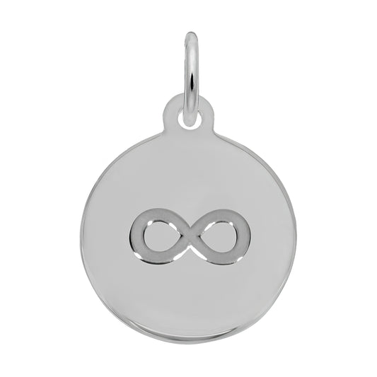 Sterling Silver Petite Initial Disc - Infinity Symbol Charm - 12mm x 12mm
