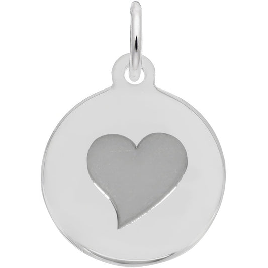 Initial Disc Charm - Heart, Sterling Silver