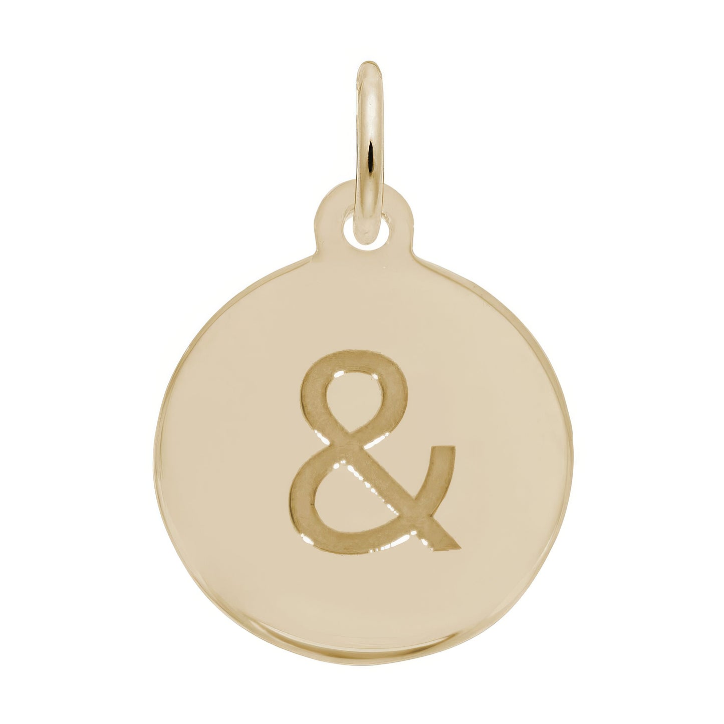 Sterling Silver Petite Initial Disc - Ampersand Symbol Charm - 12mm x 12mm