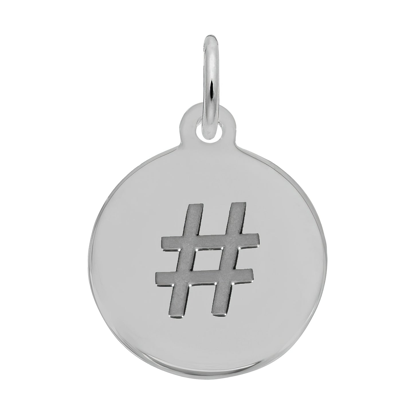 Sterling Silver Petite Initial Disc - Hashtag/pound Symbol Charm - 12mm x 12mm