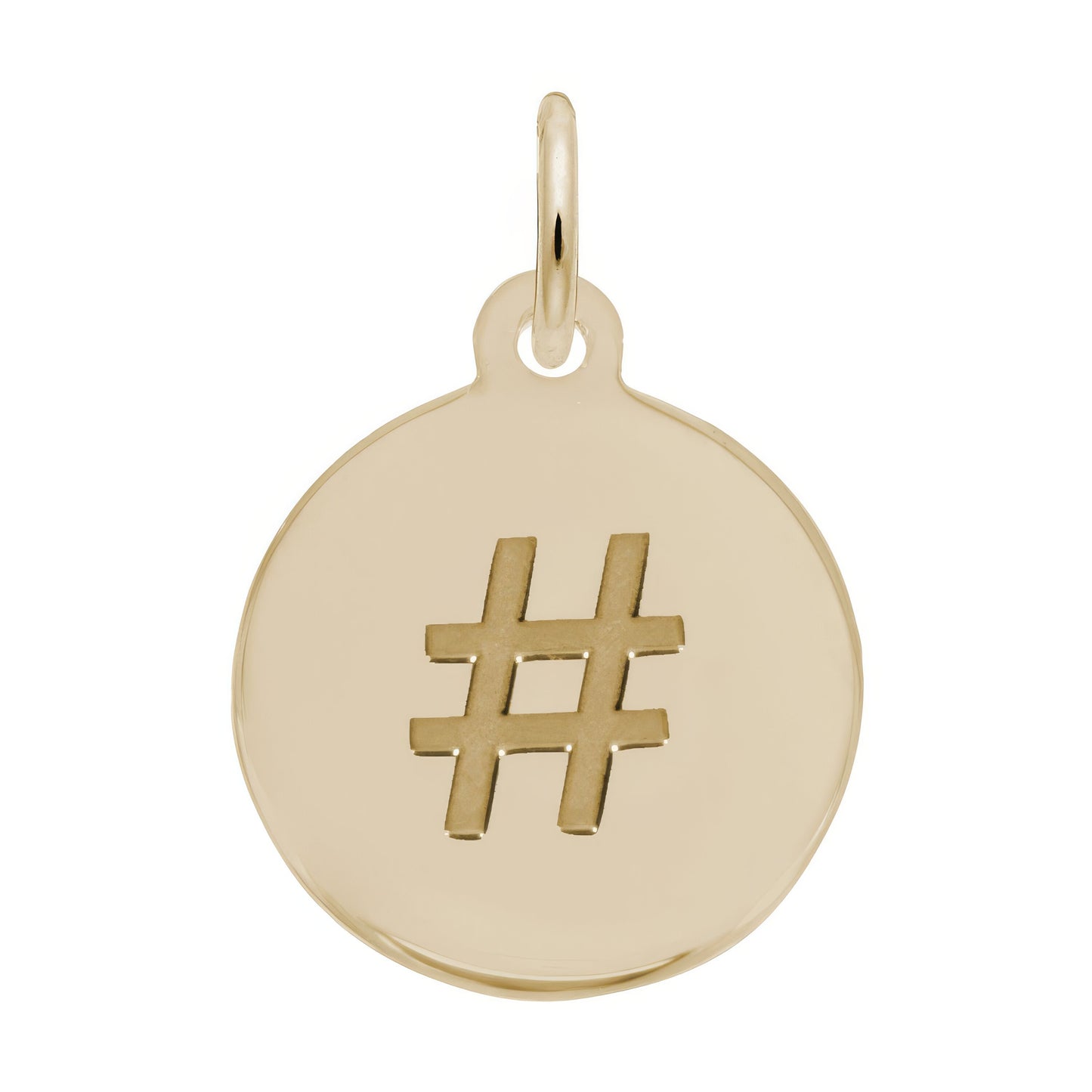 Sterling Silver Petite Initial Disc - Hashtag/pound Symbol Charm - 12mm x 12mm