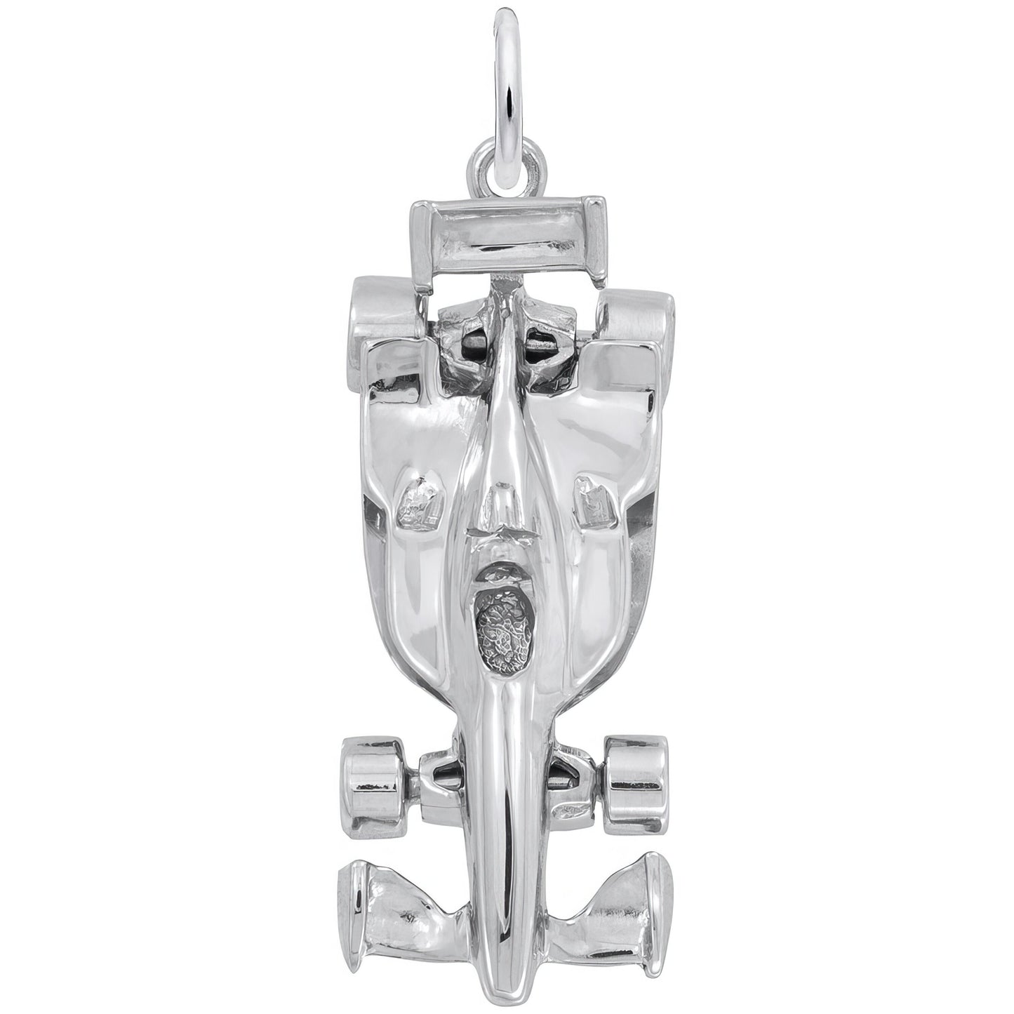 Sterling Silver Modern Open Wheel Race Car Charm - 31mm x 11mm