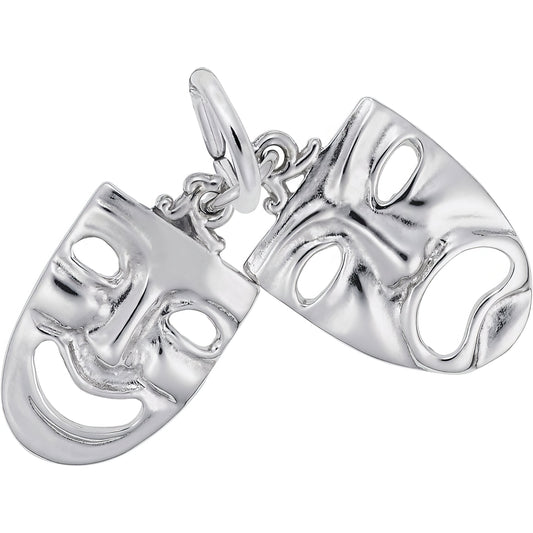 Theatre Masks Charm - Metal - Sterling Silver