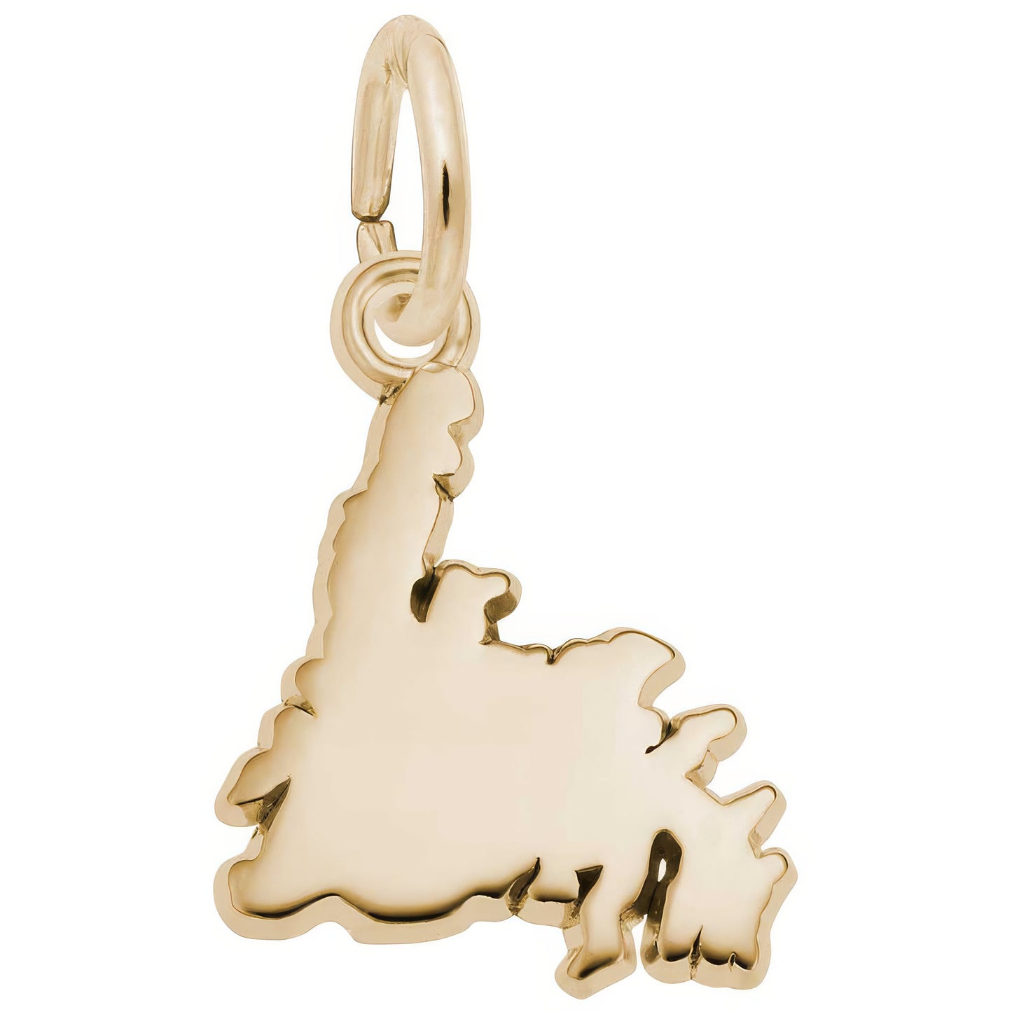 New Foundland Map Charm, Sterling Silver