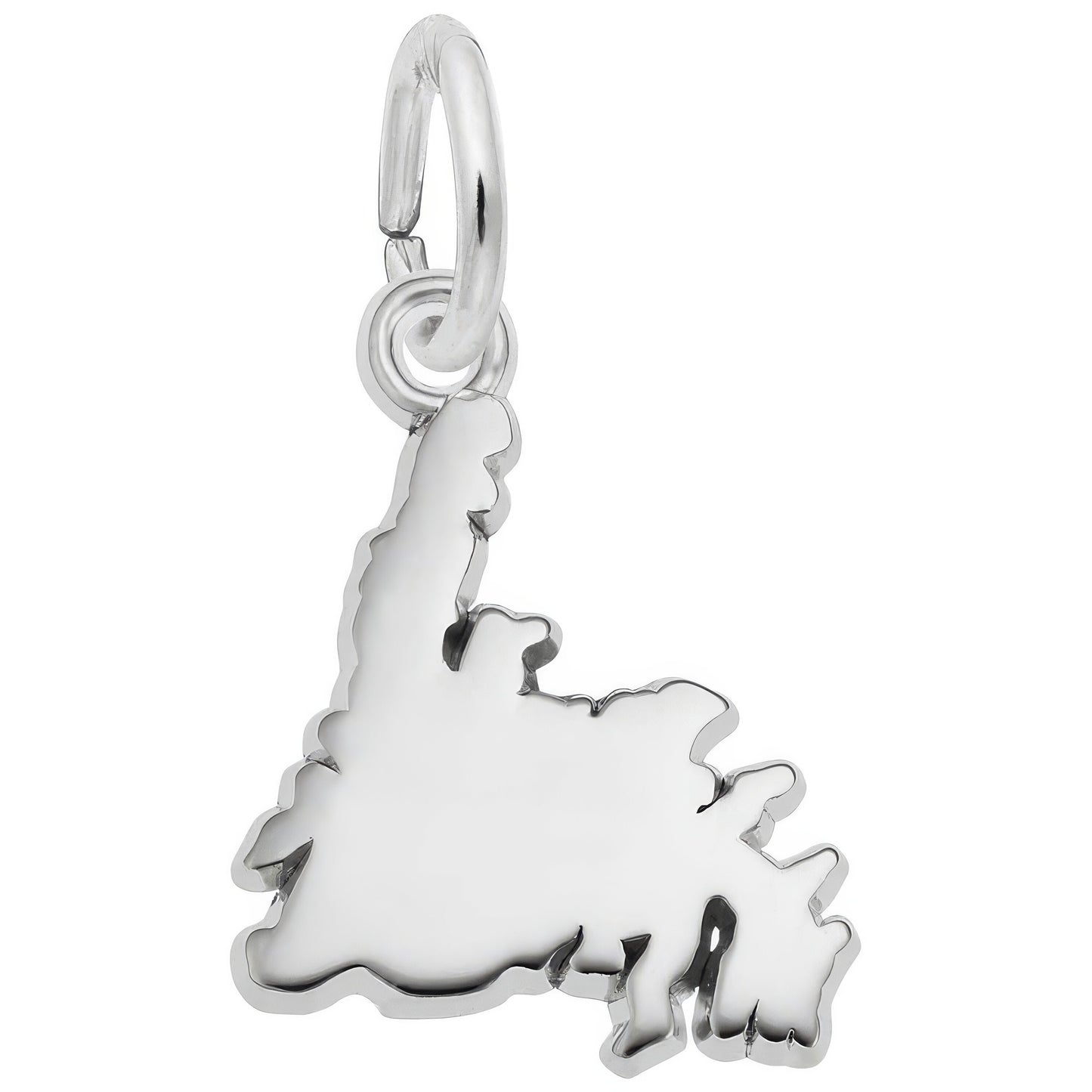 New Foundland Map Charm, Sterling Silver