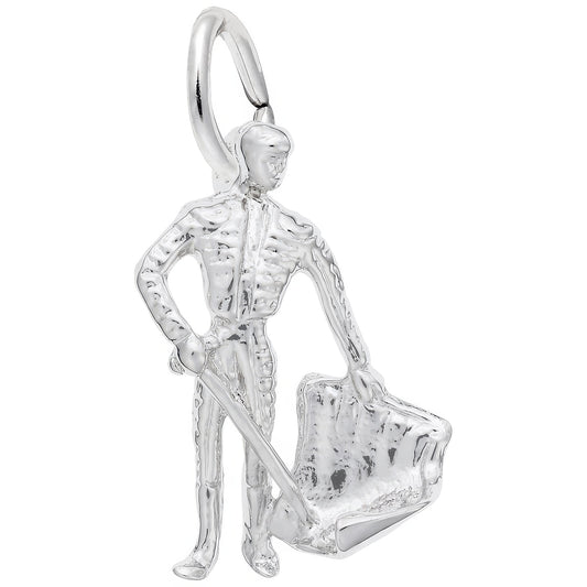 Bull Fighter Charm - Metal - Sterling Silver