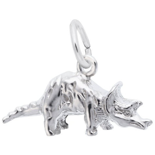 Triceratops Charm - Metal - Sterling Silver