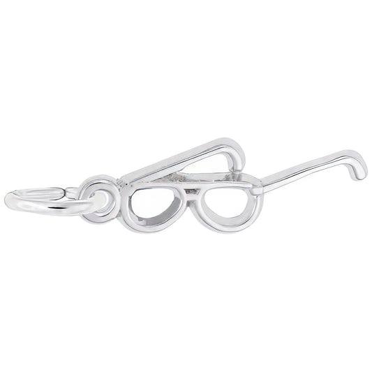 Dangling Glasses Charm - Metal - Sterling Silver