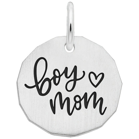 Boy Mom Charm, Sterling Silver