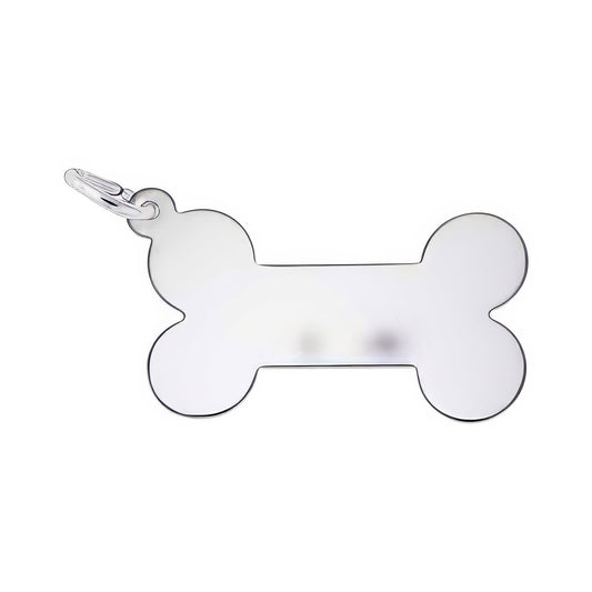 Dog Bone Charm, Sterling Silver