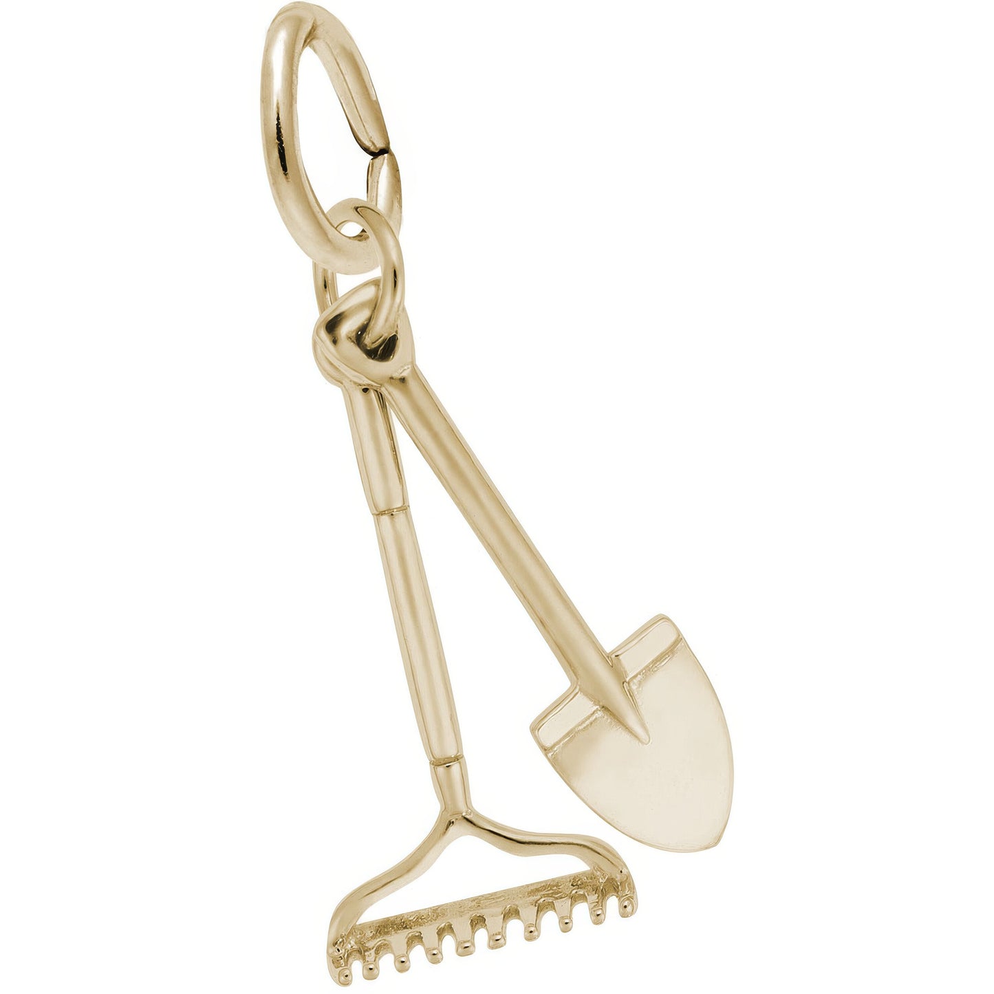 Rake & Shovel Charm - Metal - Sterling Silver