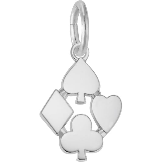Playing Card Suits Charm - Metal - Sterling Silver