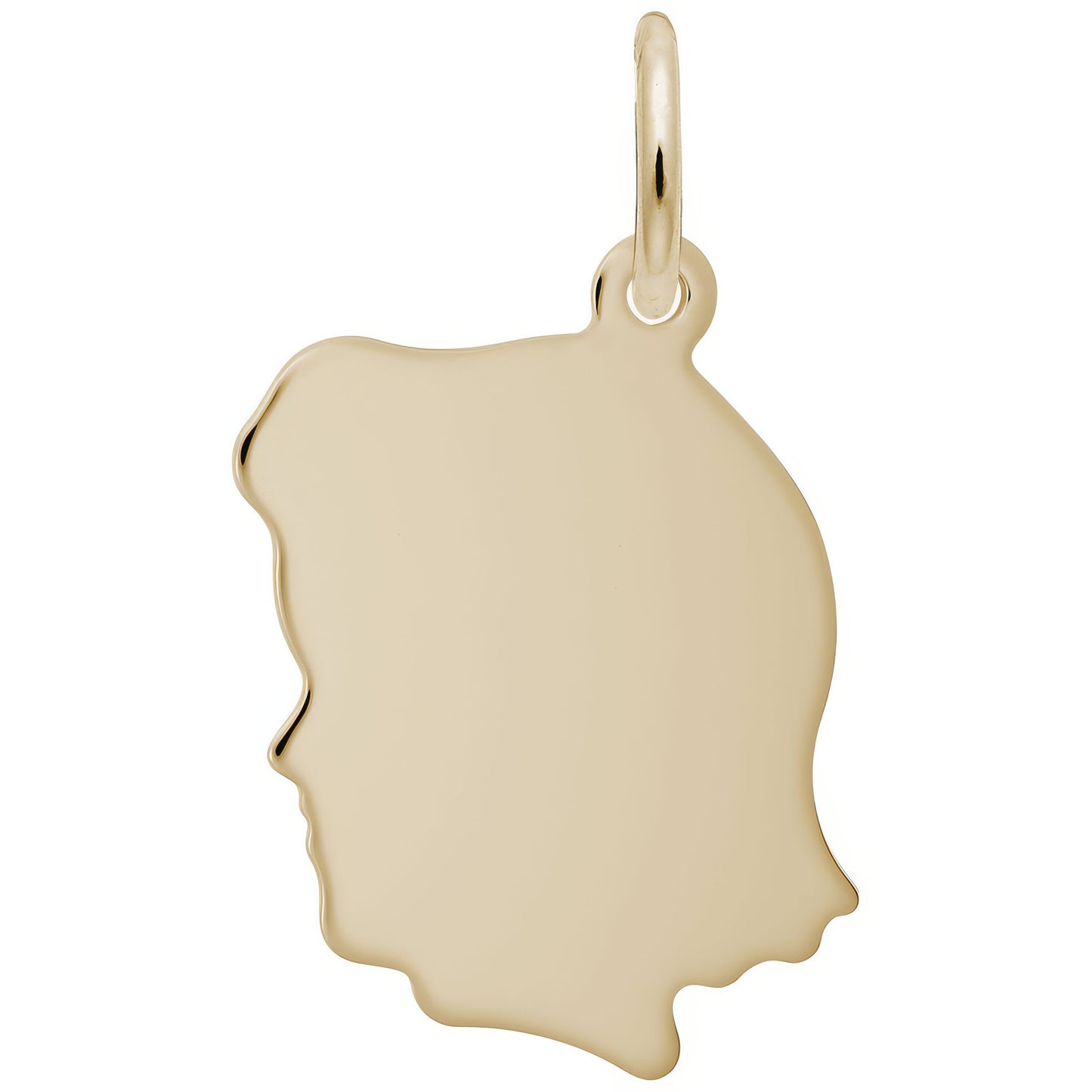 Flat Medium Girls Head Charm - Metal - Sterling Silver