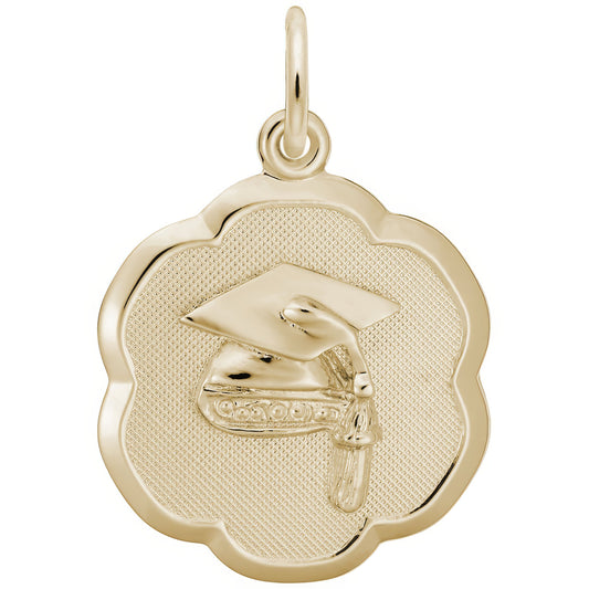 Graduation Cap Charm - Metal - Gold-Plated Sterling Silver
