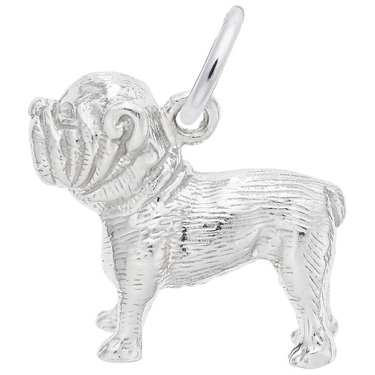 Cute Bulldog Charm - Metal - Sterling Silver