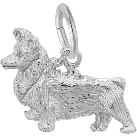 Pembroke Dog Charm - Metal - Sterling Silver