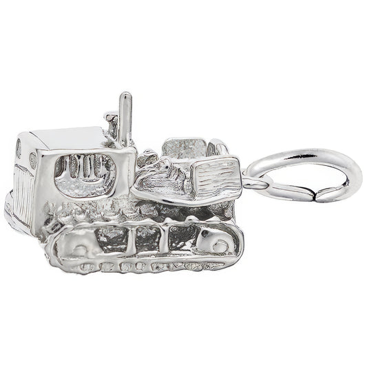Bulldozer Charm - Metal - Sterling Silver