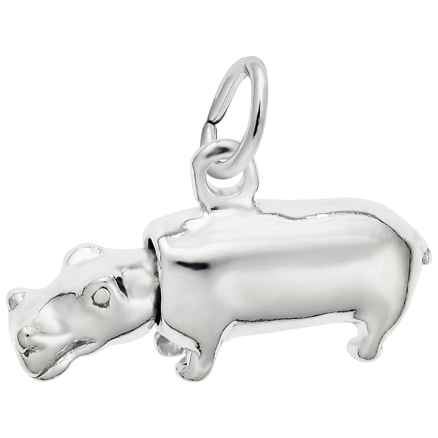 Hippo Charm - Metal - Sterling Silver