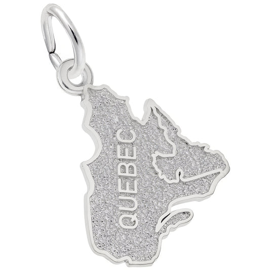 Quebec Map Charm - Metal - Sterling Silver