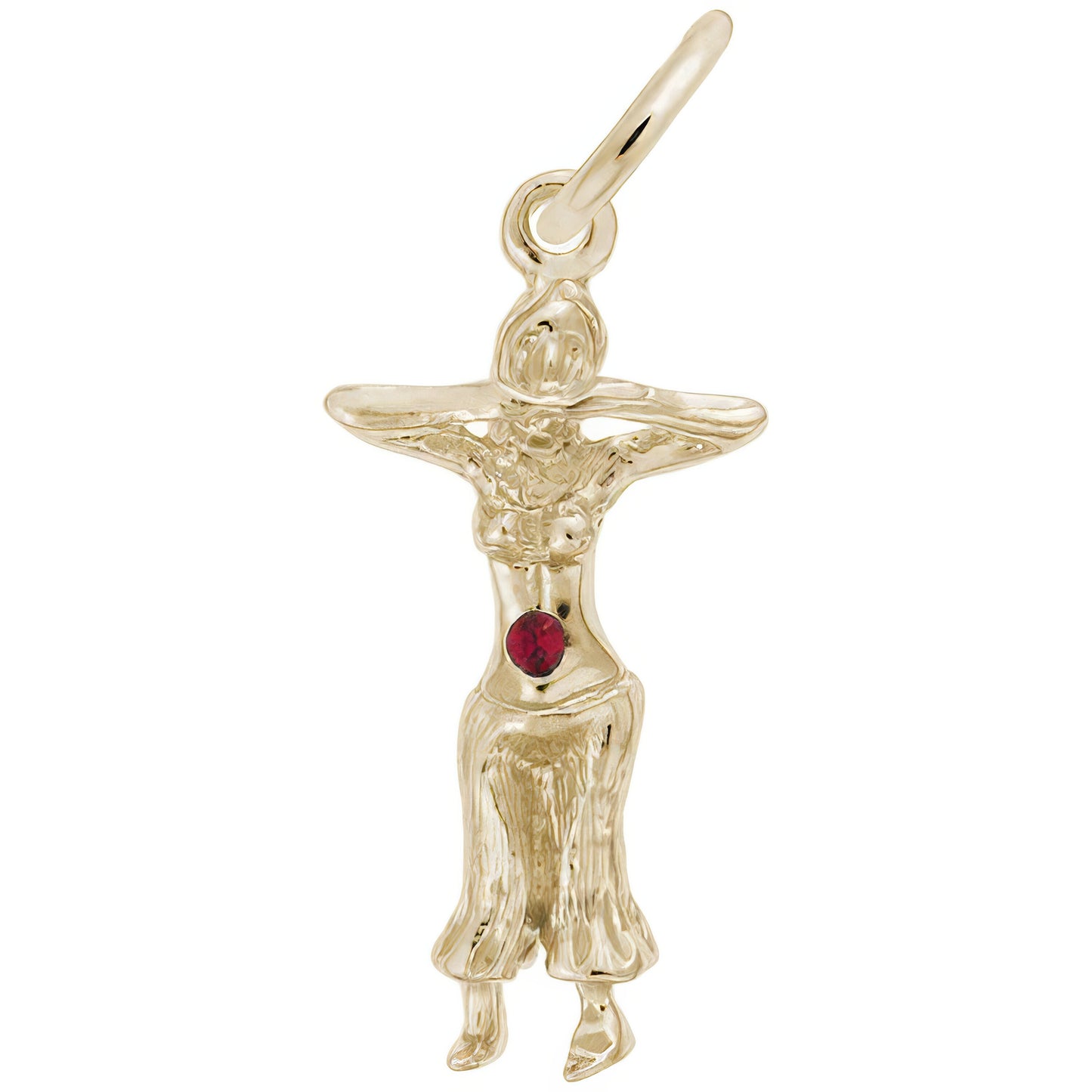Belly Dancer Charm w/Dark Pink Synthetic Crystal - Metal - Sterling Silver