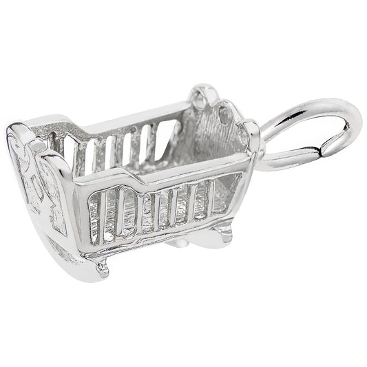 Baby Cradle Charm - Metal - Sterling Silver