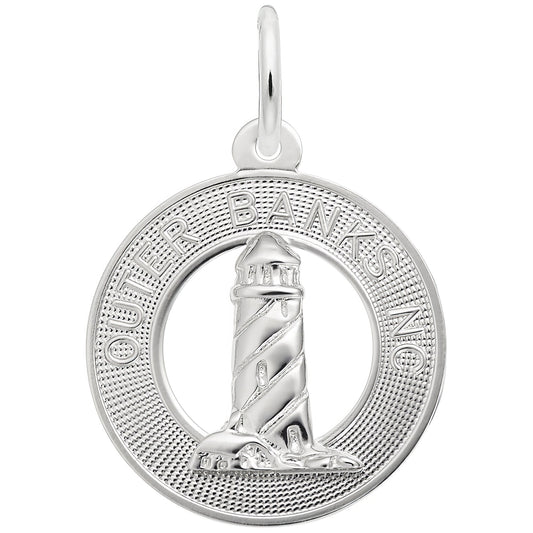 Outer Banks, NC Lighthouse Charm - Metal - Sterling Silver
