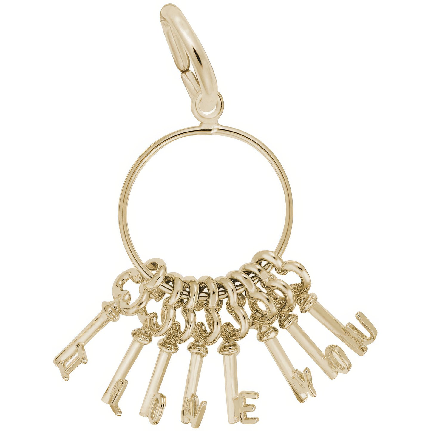 I Love You Skeleton Key Ring Charm - Metal - Sterling Silver