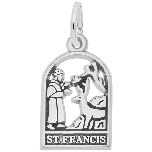 Sterling Silver St. Francis Charm - 15mm x 11mm