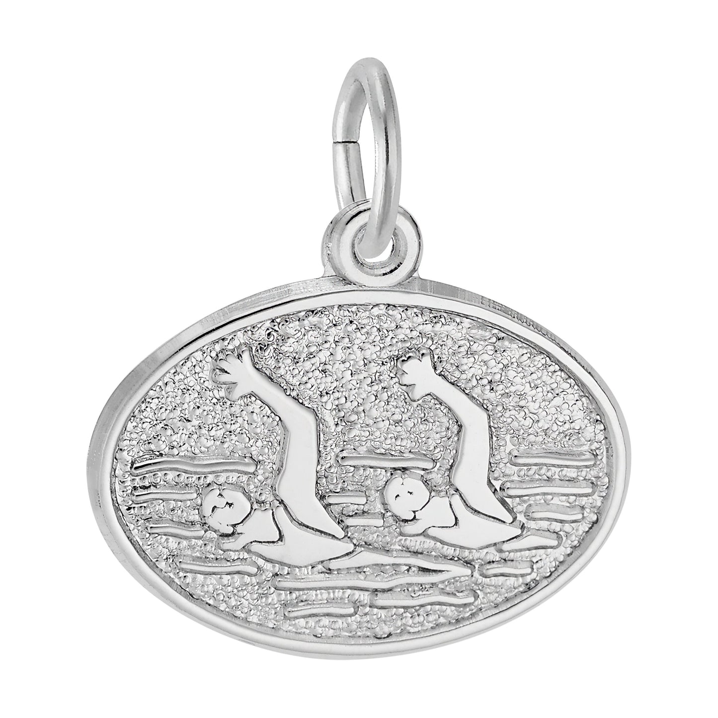 Synchronized Swimming Oval Charm - Metal - Sterling Silver