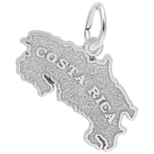 Costa Rica Map Charm - Metal - Sterling Silver