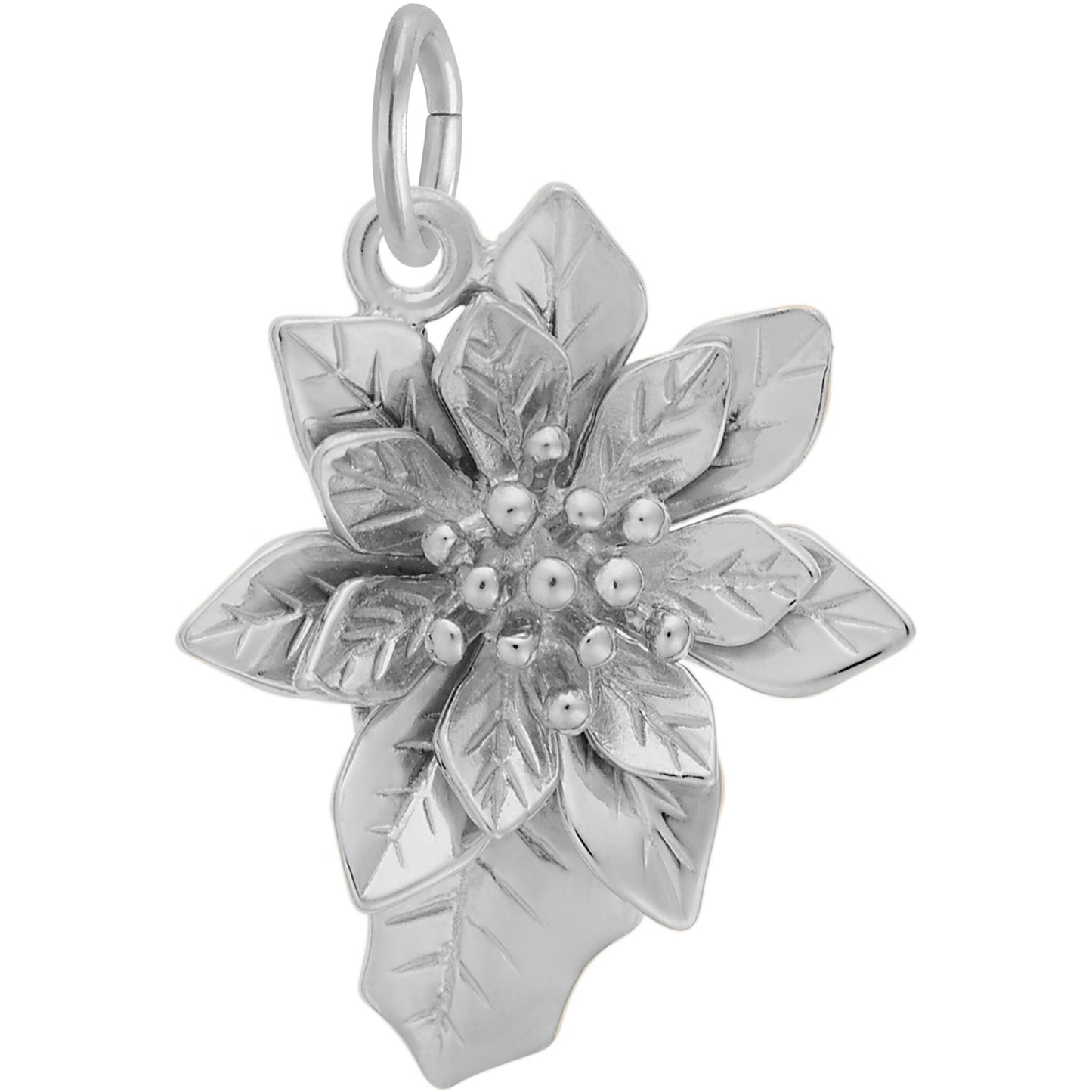 Poinsettia Flower Charm - Metal - Sterling Silver