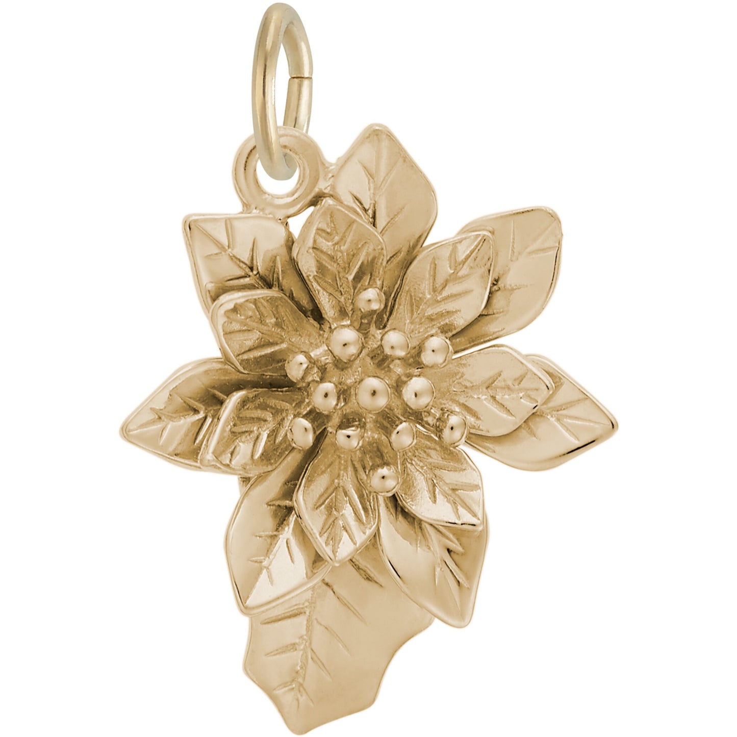 Poinsettia Flower Charm - Metal - Sterling Silver
