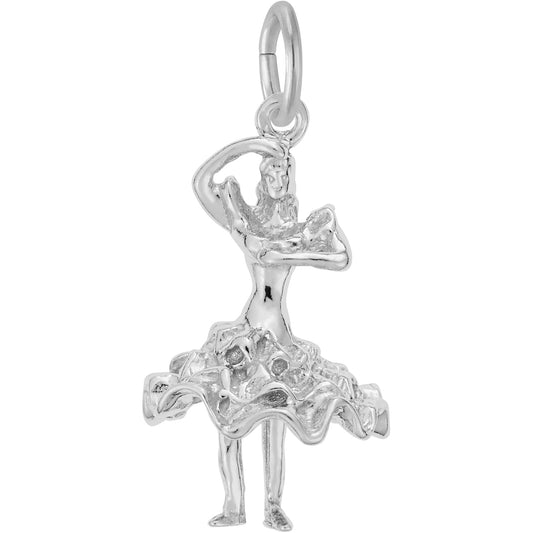 Flamenco Dancer Charm - Metal - Sterling Silver