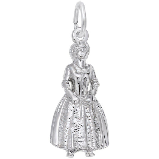 Colonial Woman Charm - Metal - Sterling Silver