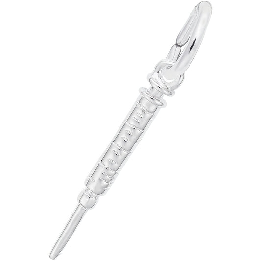 Hypodermic Needle Charm - Metal - Sterling Silver
